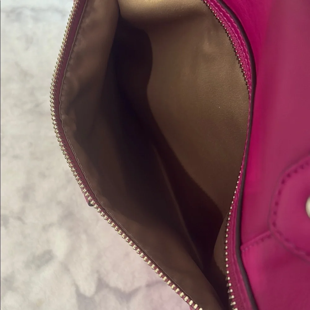 NWT Coach Daisy Magenta Leather Tote Bag with Structured Design Silver Hardware - Picture 5 of 8